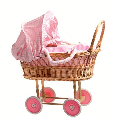картинка Плетёная коляска для куклы Egmont (розовая) (выставочный образец) от магазина konik.ru