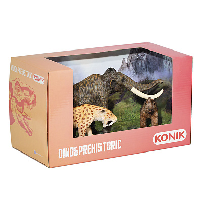 картинка Набор фигурок KONIK «Доисторические животные: мамонт, мамонтёнок, смилодон» от магазина konik.ru