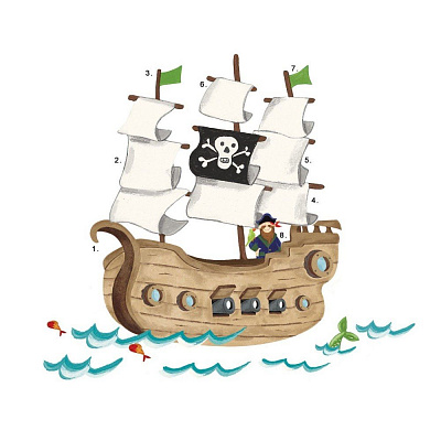 картинка Наклейки для декора ROOMMATES «Пиратский корабль» от магазина konik.ru