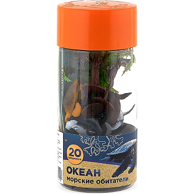 картинка Набор 12 мини-фигурок  животных в тубе - морские обитатели от магазина konik.ru