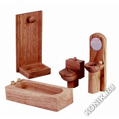 картинка Мебель для кукольного дома Plan Toys "Ванная комната Классик" от магазина konik.ru