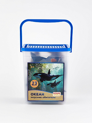 картинка Набор фигурок животных в ведёрке (большой) - морские обитатели от магазина konik.ru