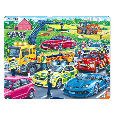 картинка Пазл Larsen «Спасательные автомобили на шоссе», 26 эл. от магазина konik.ru