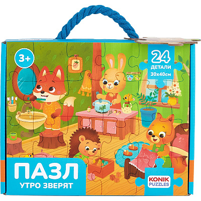 картинка Пазл, марки KONIK PUZZLES. Серия: "Животные". Утро зверят. от магазина konik.ru