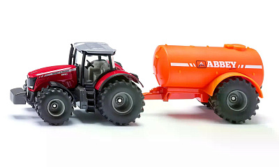картинка Трактор Massey Ferguson с прицепом-цистерной от магазина konik.ru
