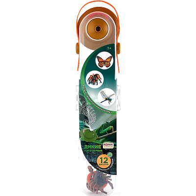 картинка Набор 12 мини-фигурок животных с проектором - насекомые и пауки от магазина konik.ru