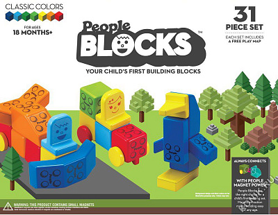 картинка Набор кубиков People Blocks, 31 шт. + игровой коврик от магазина konik.ru