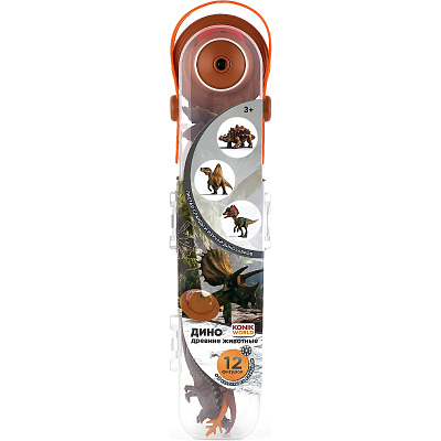 картинка Набор 12 мини-фигурок животных с проектором - динозавры
и доисторические животные от магазина konik.ru