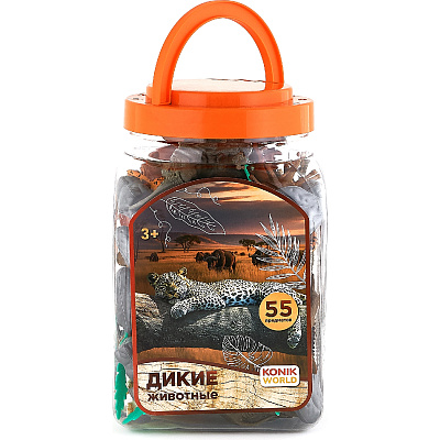 картинка Набор фигурок животных в ведёрке (средний) - дикий мир от магазина konik.ru