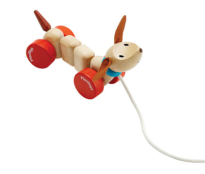 картинка Каталка на верёвочке Plan Toys «Счастливый пёс» от магазина konik.ru
