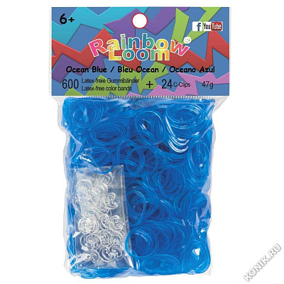 картинка Резиночки для плетения браслетов Rainbow Loom, гелевые голубые от магазина konik.ru