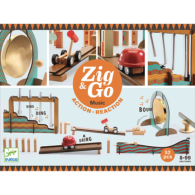 картинка Деревянный конструктор Djeco Zig&Go, 52 детали от магазина konik.ru