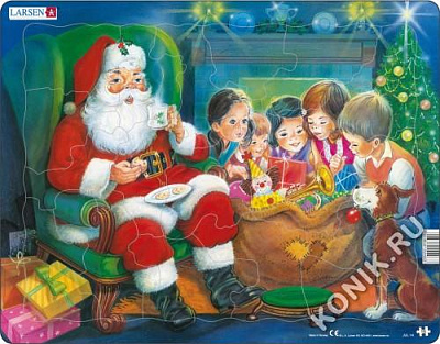 картинка Пазл Larsen «Санта с детьми», 15 эл. от магазина konik.ru