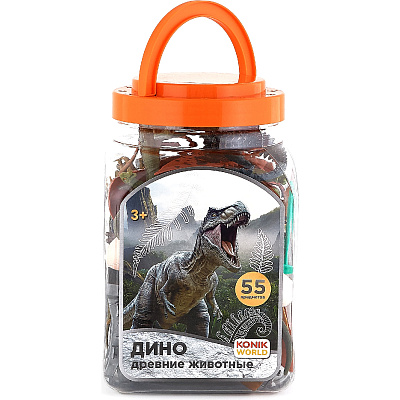 картинка Набор фигурок животных в ведёрке (средний) - динозавры и доисторические животные от магазина konik.ru