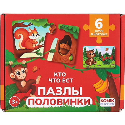картинка Пазл, марки KONIK PUZZLES. Серия: "Животные".  Кто что ест. от магазина konik.ru
