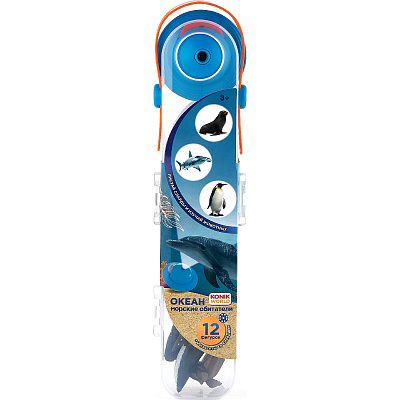 картинка Набор 12 мини-фигурок животных с проектором - морские обитатели 1 от магазина konik.ru