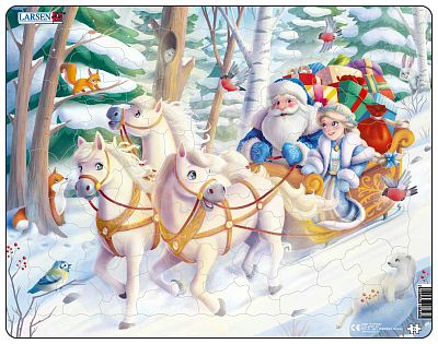 картинка Пазл "Новый год Лошади. Дед Мороз и Снегурочка везут подарки", 75 эл. от магазина konik.ru