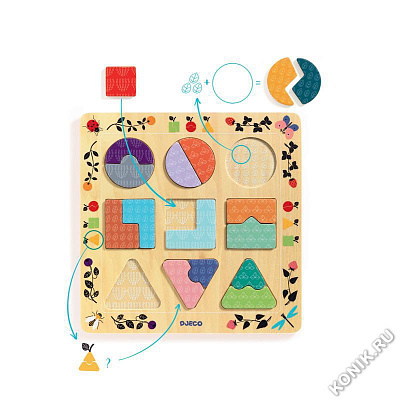 картинка Деревянный пазл -  Геометрические фигуры от магазина konik.ru