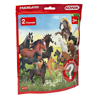 картинка Пакетик-сюрприз KONIK «Лошади с жеребятами», 2 фигурки от магазина konik.ru
