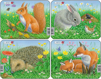 картинка Пазл «Кролик, белка, лиса, еж», в ассортименте (4), 5 эл. от магазина konik.ru