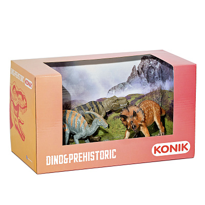 картинка Набор фигурок KONIK «Динозавры: тираннозавр, трицератопс, паразауролоф» (уценка) от магазина konik.ru