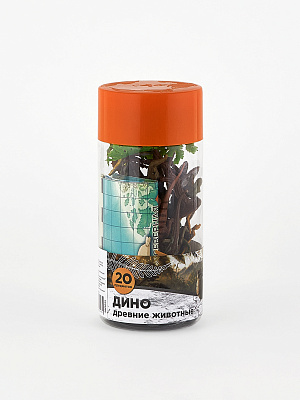 картинка Набор 12 мини-фигурок  животных в тубе - динозавры и доисторические животные от магазина konik.ru