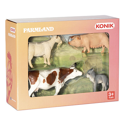 картинка Набор фигурок KONIK «Животные фермы: козёл, свинья, осёл, корова» от магазина konik.ru